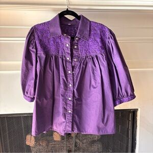 Purple Women's Top w/ embroidered details